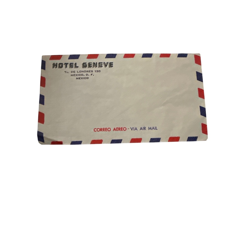 Hotel Geneve Air Mail Envelope Vintage Mexico Ephemera Mid Century Stationery‎ - Picture 3 of 9